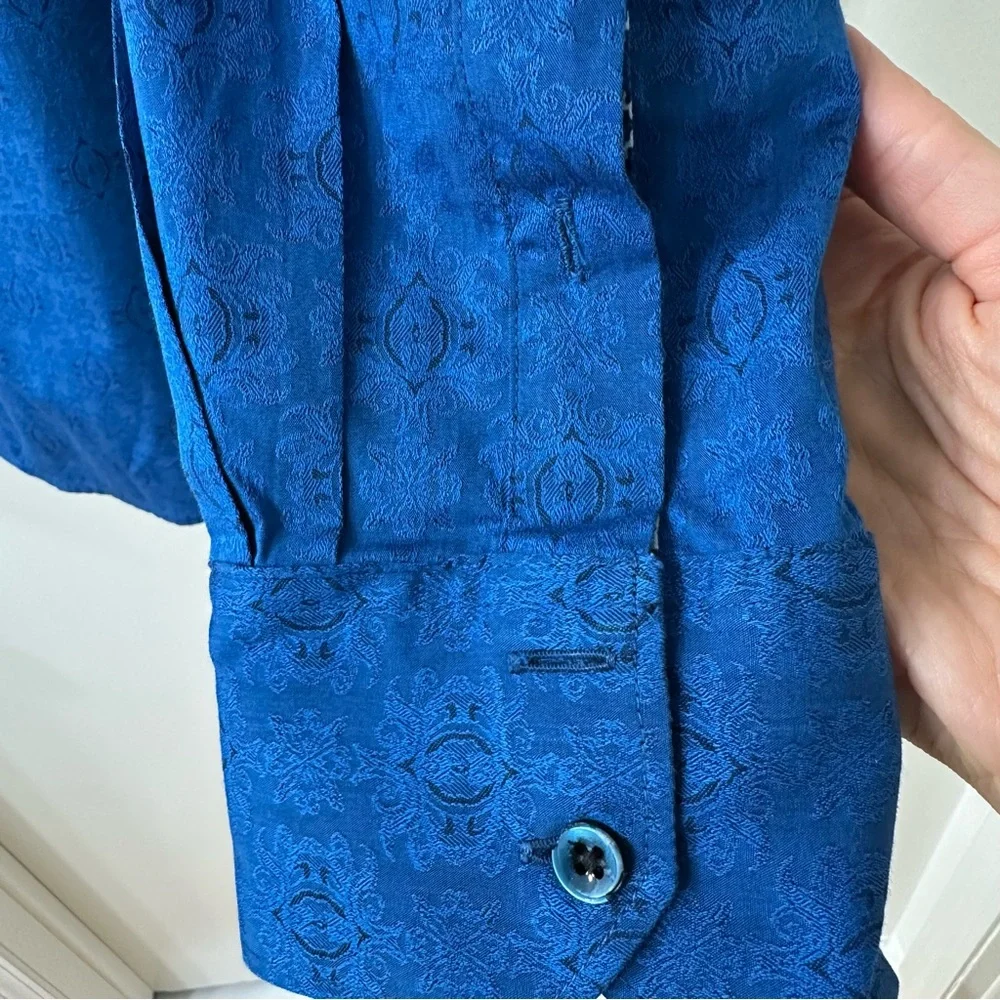 Robert Graham Cullen Blue Jacquard Flip Cuff Dress Shirt, NWOT, Size 1XLT - Picture 9 of 12